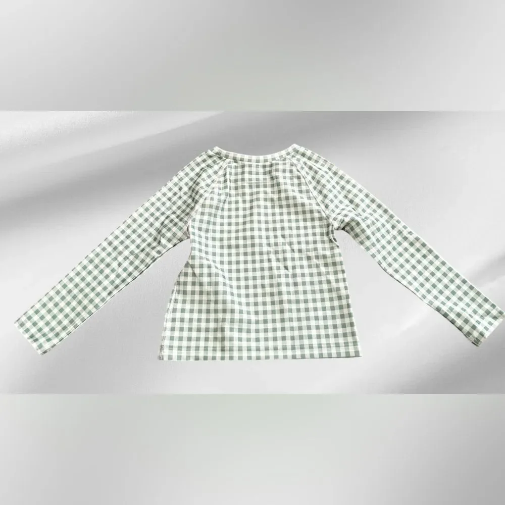 Polo Ralph Lauren Toddler Girls Green Gingham Long Sleeve Rashguard, 3T, NWT